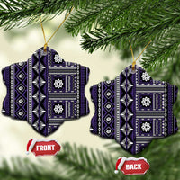 Fiji Masi Tapa Pattern Purple Ceramic Ornament LT01 Snow Flake Purple - Polynesian Pride
