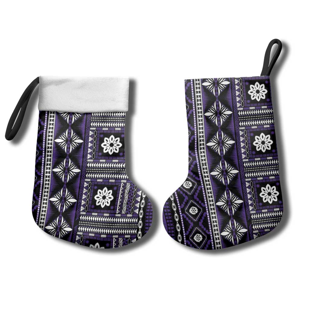 Fiji Masi Tapa Pattern Purple Christmas Stocking LT01 - Polynesian Pride
