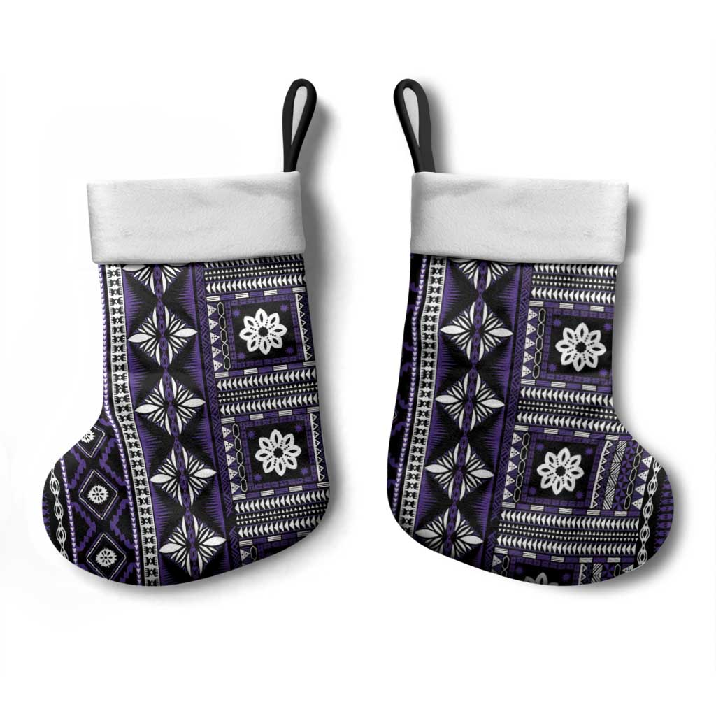 Fiji Masi Tapa Pattern Purple Christmas Stocking LT01 - Polynesian Pride