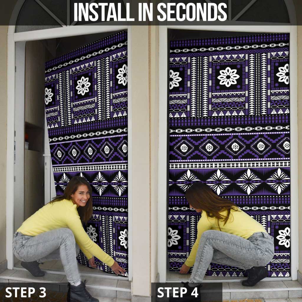 Fiji Masi Tapa Pattern Purple Door Cover - Polynesian Pride