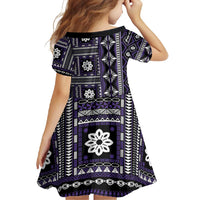 Fiji Masi Tapa Pattern Purple Family Matching Off Shoulder Maxi Dress and Hawaiian Shirt - Polynesian Pride