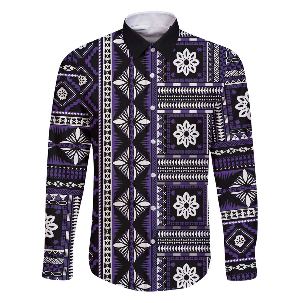 Fiji Masi Tapa Pattern Purple Family Matching Puletasi and Hawaiian Shirt - Polynesian Pride