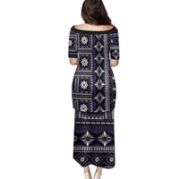 Fiji Masi Tapa Pattern Purple Family Matching Puletasi and Hawaiian Shirt - Polynesian Pride