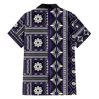 Fiji Masi Tapa Pattern Purple Family Matching Short Sleeve Bodycon Dress and Hawaiian Shirt - Polynesian Pride