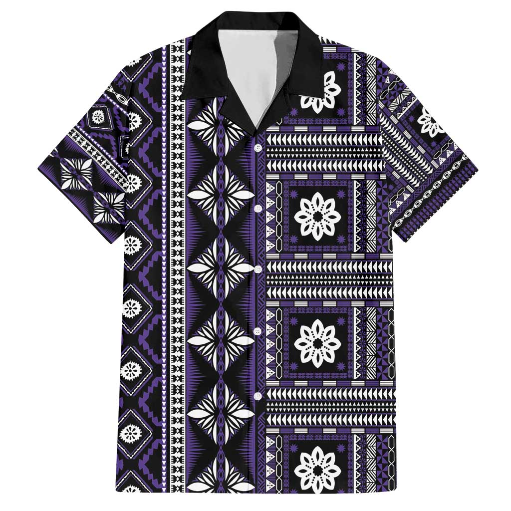 Fiji Masi Tapa Pattern Purple Hawaiian Shirt - Polynesian Pride