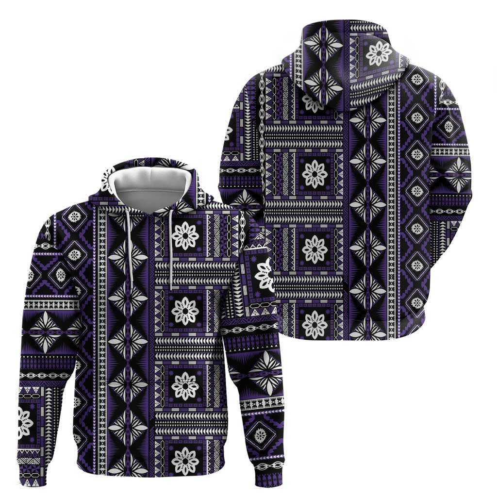 Fiji Masi Tapa Pattern Purple Hoodie - Polynesian Pride