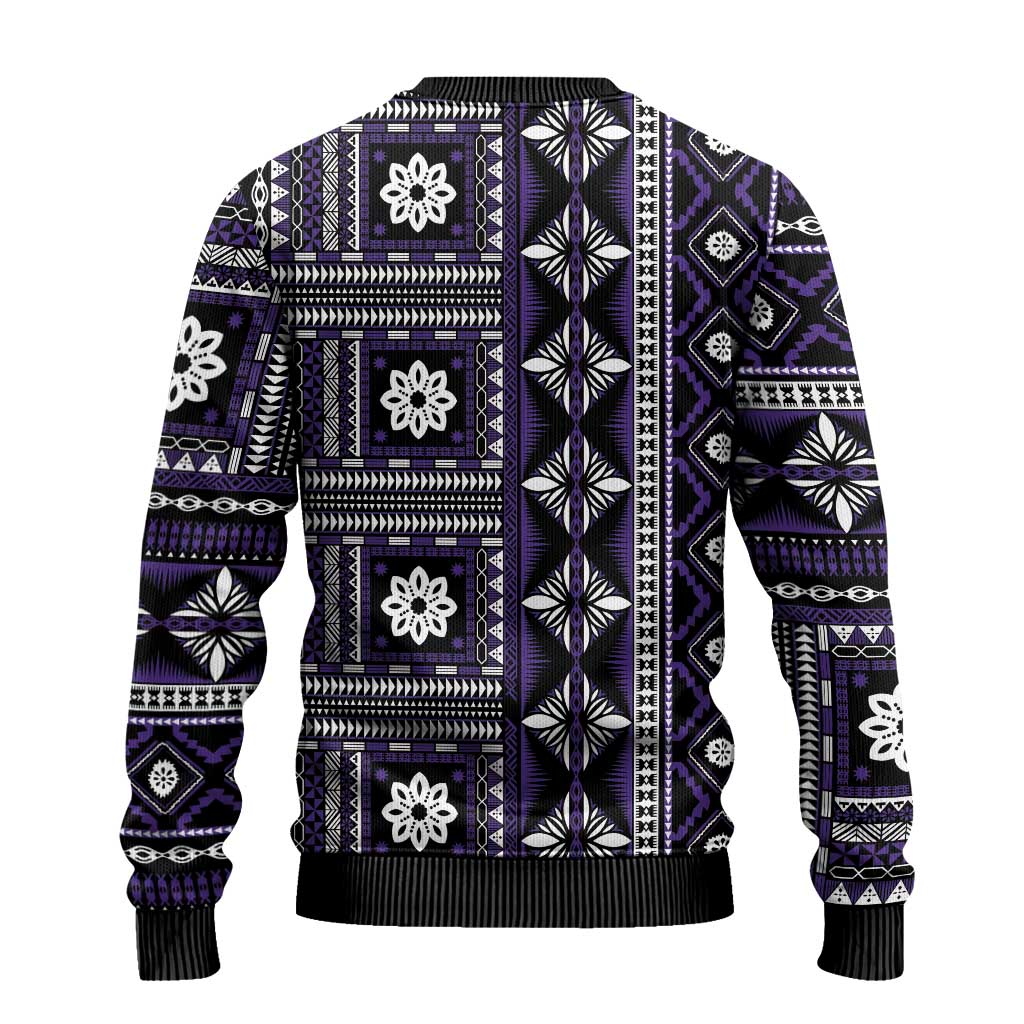 Fiji Masi Tapa Pattern Purple Ugly Christmas Sweater - Polynesian Pride