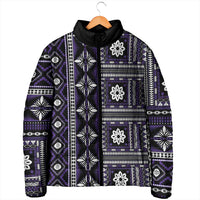 Fiji Masi Tapa Pattern Purple Padded Jacket - Polynesian Pride