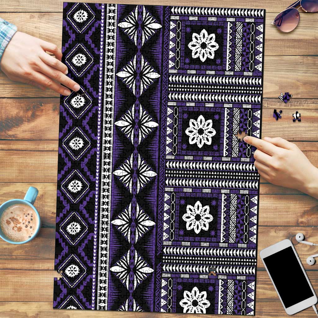 Fiji Masi Tapa Pattern Purple Puzzle - Polynesian Pride
