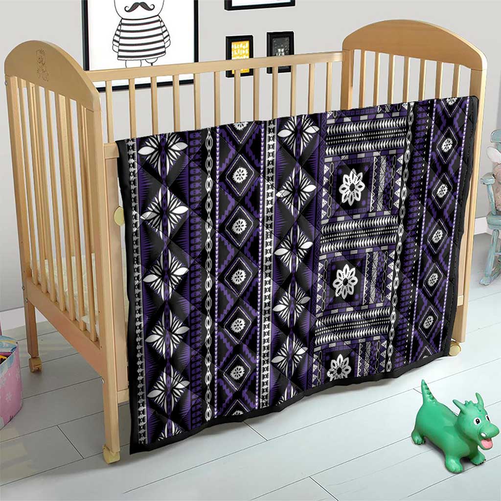 Fiji Masi Tapa Pattern Purple Quilt - Polynesian Pride
