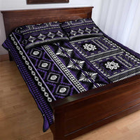 Fiji Masi Tapa Pattern Purple Quilt Bed Set - Polynesian Pride