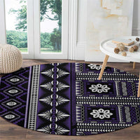 Fiji Masi Tapa Pattern Purple Round Carpet - Polynesian Pride