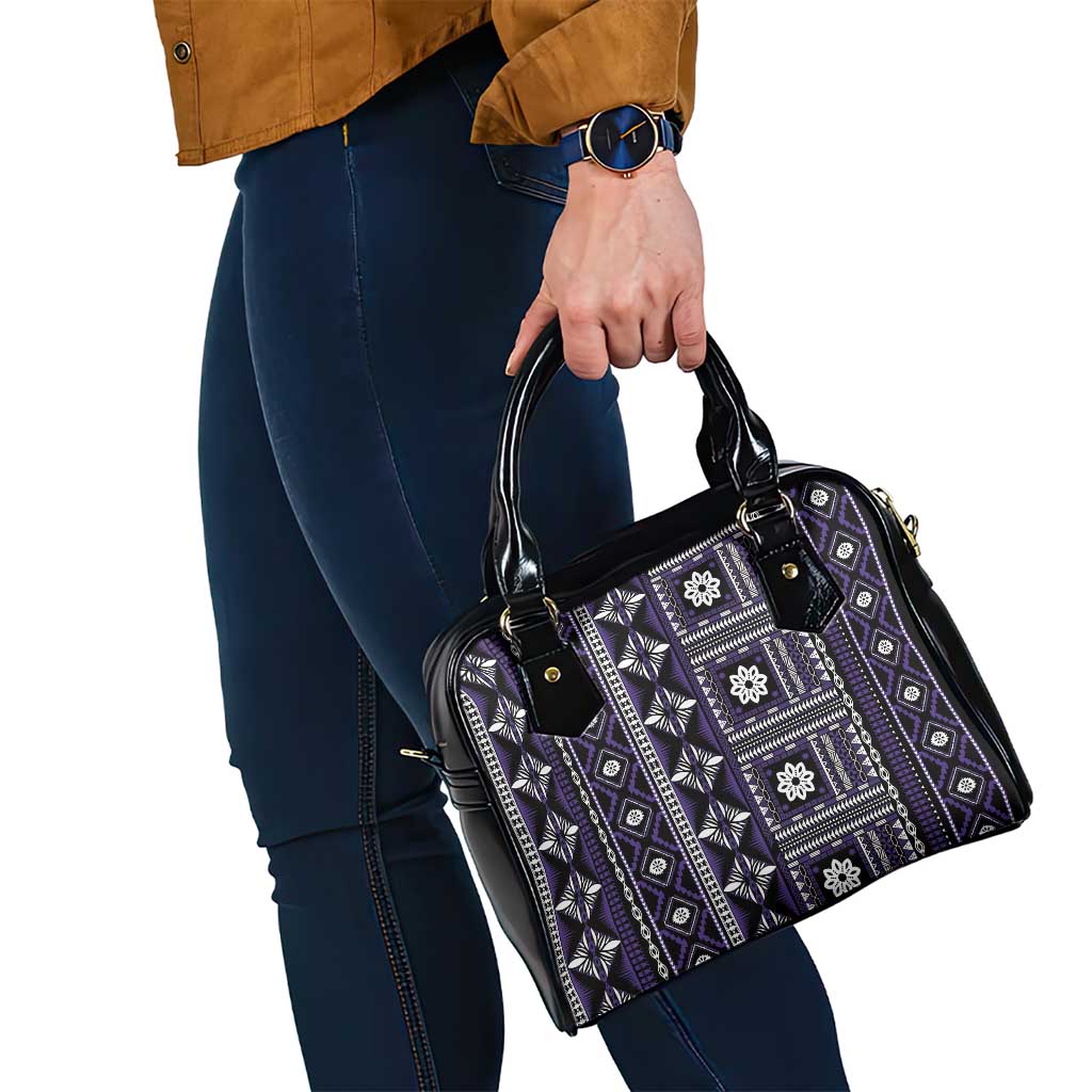 Fiji Masi Tapa Pattern Purple Shoulder Handbag - Polynesian Pride