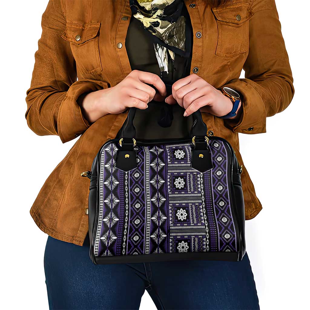 Fiji Masi Tapa Pattern Purple Shoulder Handbag - Polynesian Pride