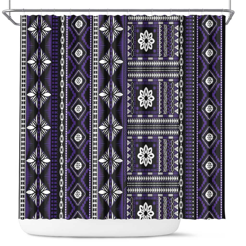 Fiji Masi Tapa Pattern Purple Shower Curtain - Polynesian Pride