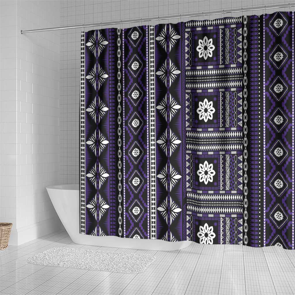 Fiji Masi Tapa Pattern Purple Shower Curtain - Polynesian Pride