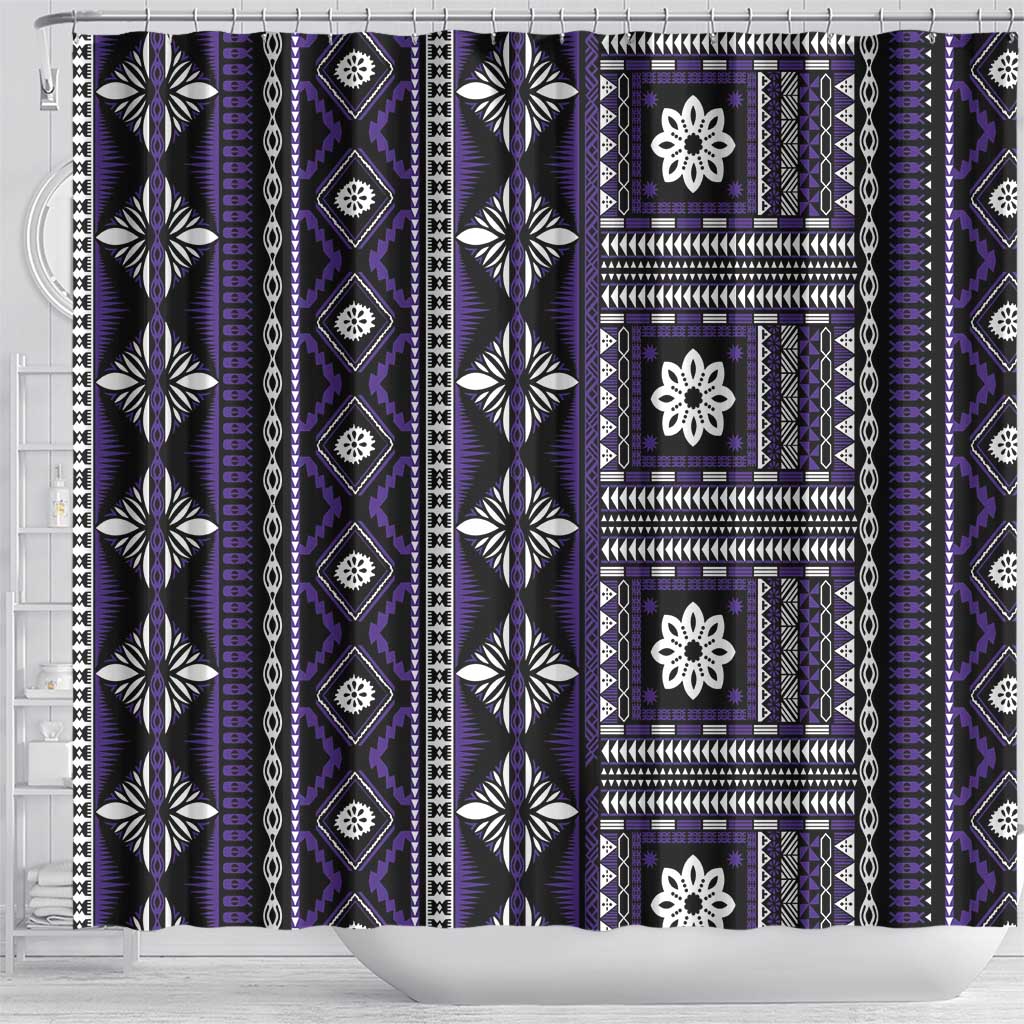 Fiji Masi Tapa Pattern Purple Shower Curtain - Polynesian Pride