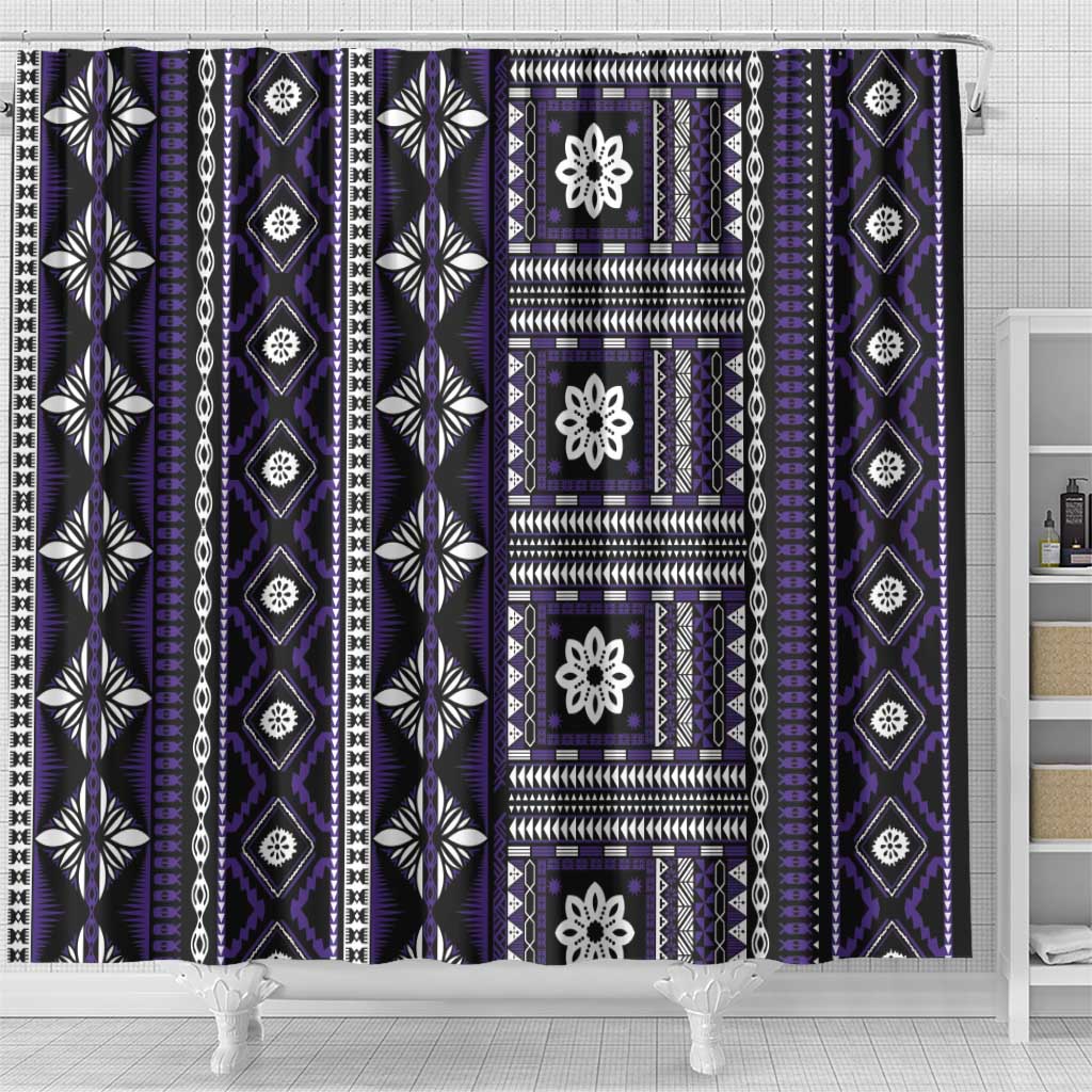 Fiji Masi Tapa Pattern Purple Shower Curtain - Polynesian Pride