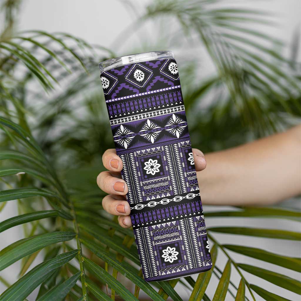 Fiji Masi Tapa Pattern Purple Skinny Tumbler - Polynesian Pride