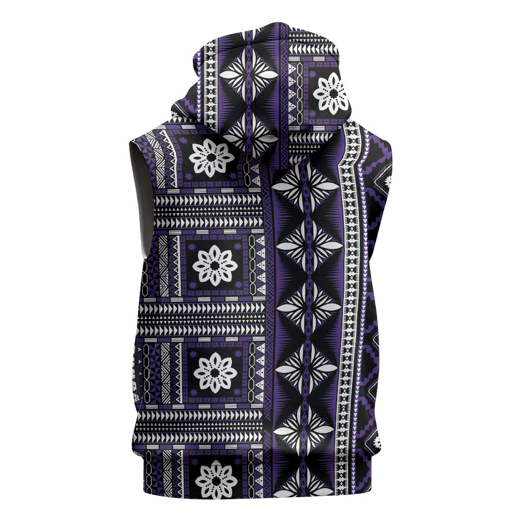 Fiji Masi Tapa Pattern Purple Sleeveless Hoodie - Polynesian Pride