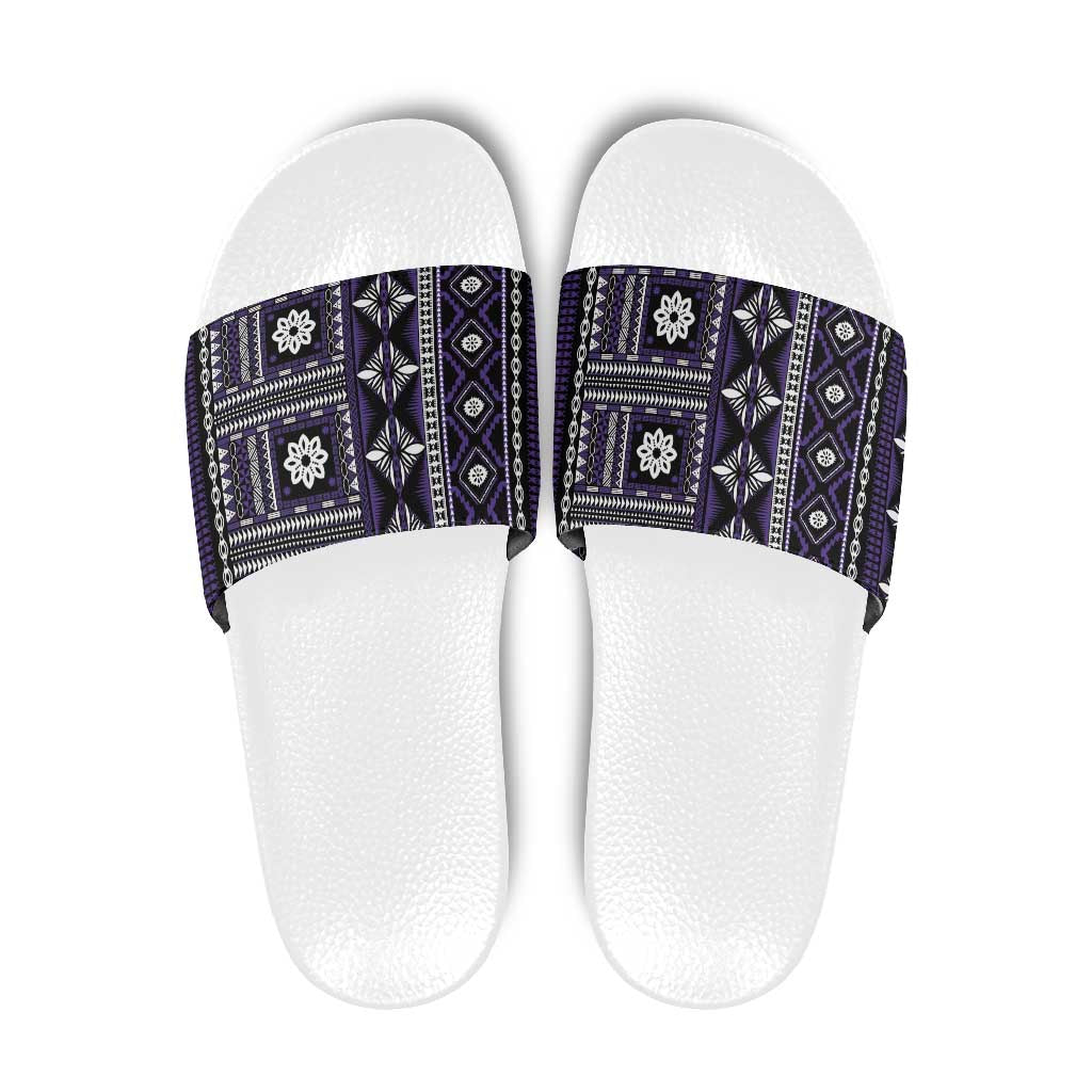 Fiji Masi Tapa Pattern Purple Slide Sandals LT01 Purple - Polynesian Pride