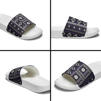 Fiji Masi Tapa Pattern Purple Slide Sandals LT01 - Polynesian Pride