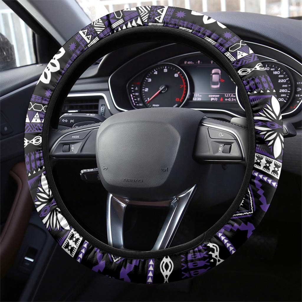 Fiji Masi Tapa Pattern Purple Steering Wheel Cover - Polynesian Pride