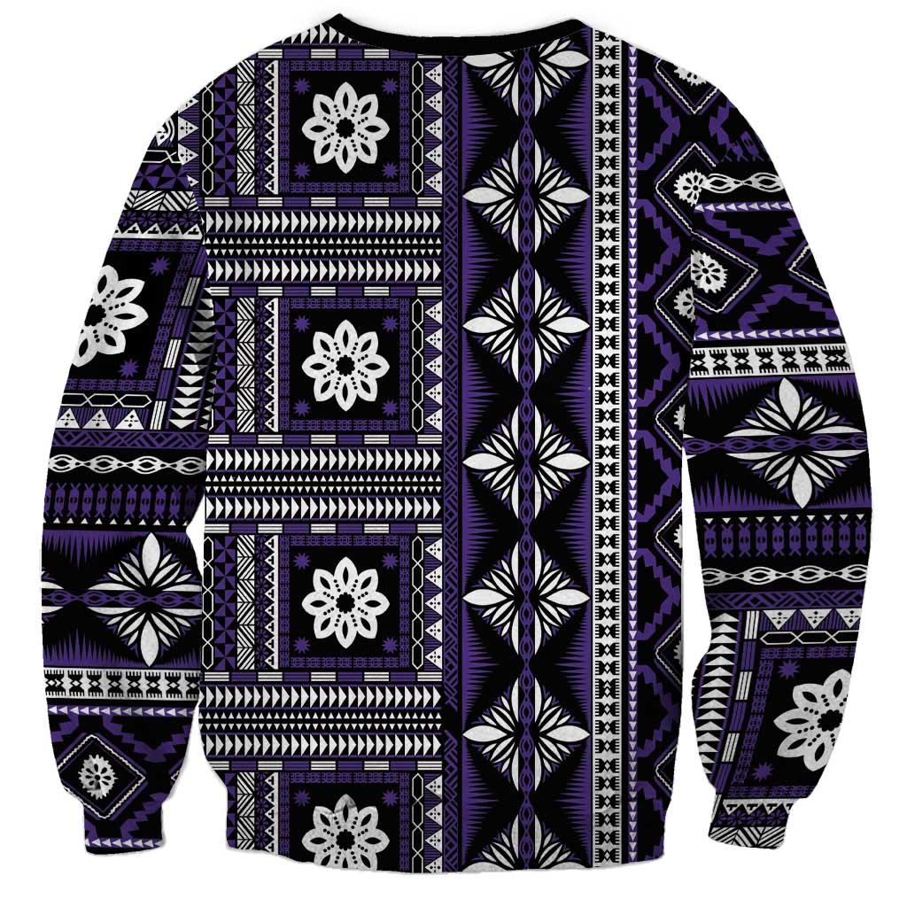Fiji Masi Tapa Pattern Purple Sweatshirt - Polynesian Pride
