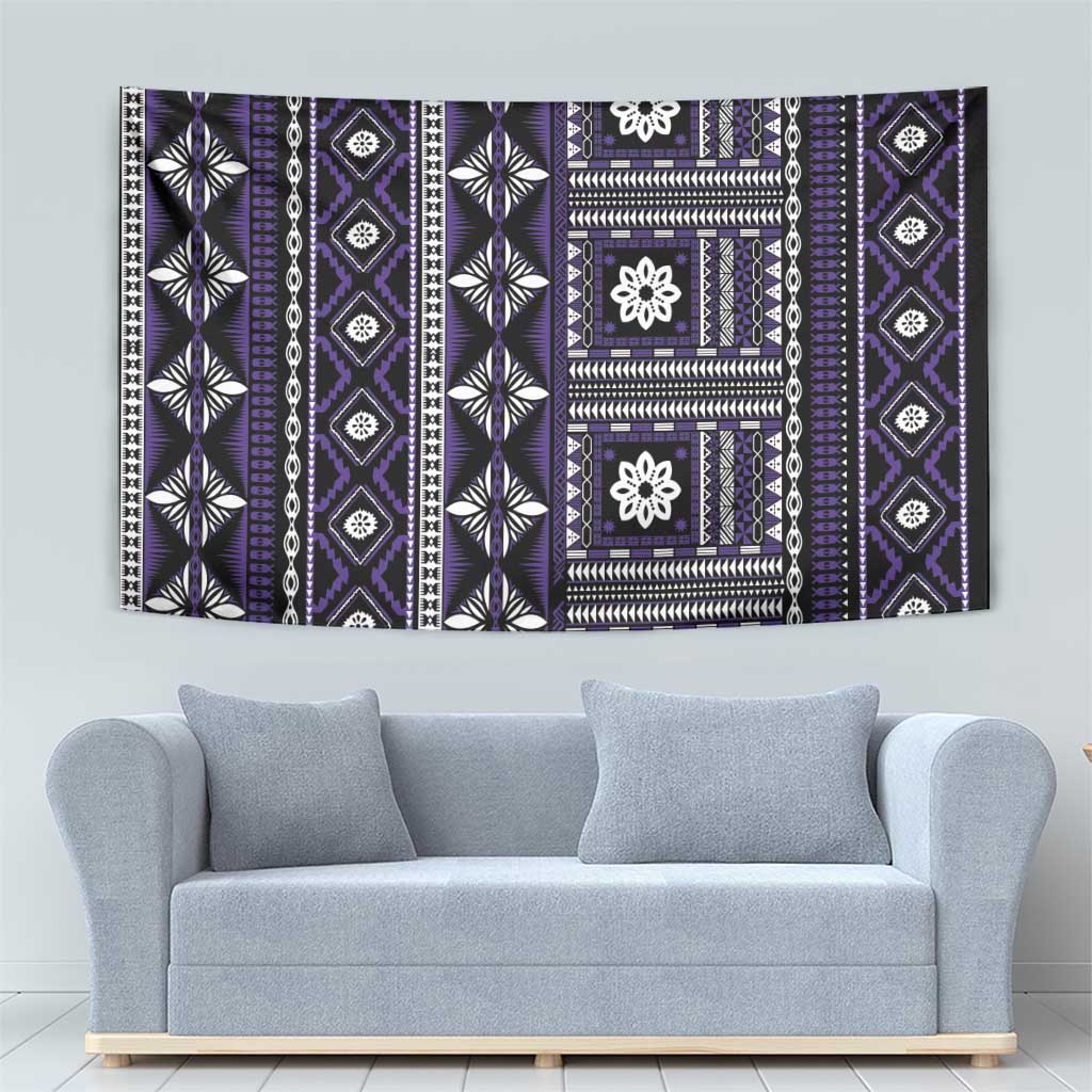 Fiji Masi Tapa Pattern Purple Tapestry LT01 - Polynesian Pride