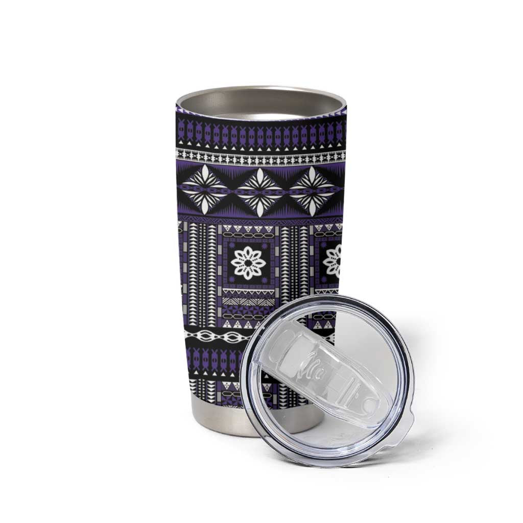Fiji Masi Tapa Pattern Purple Tumbler Cup - Polynesian Pride