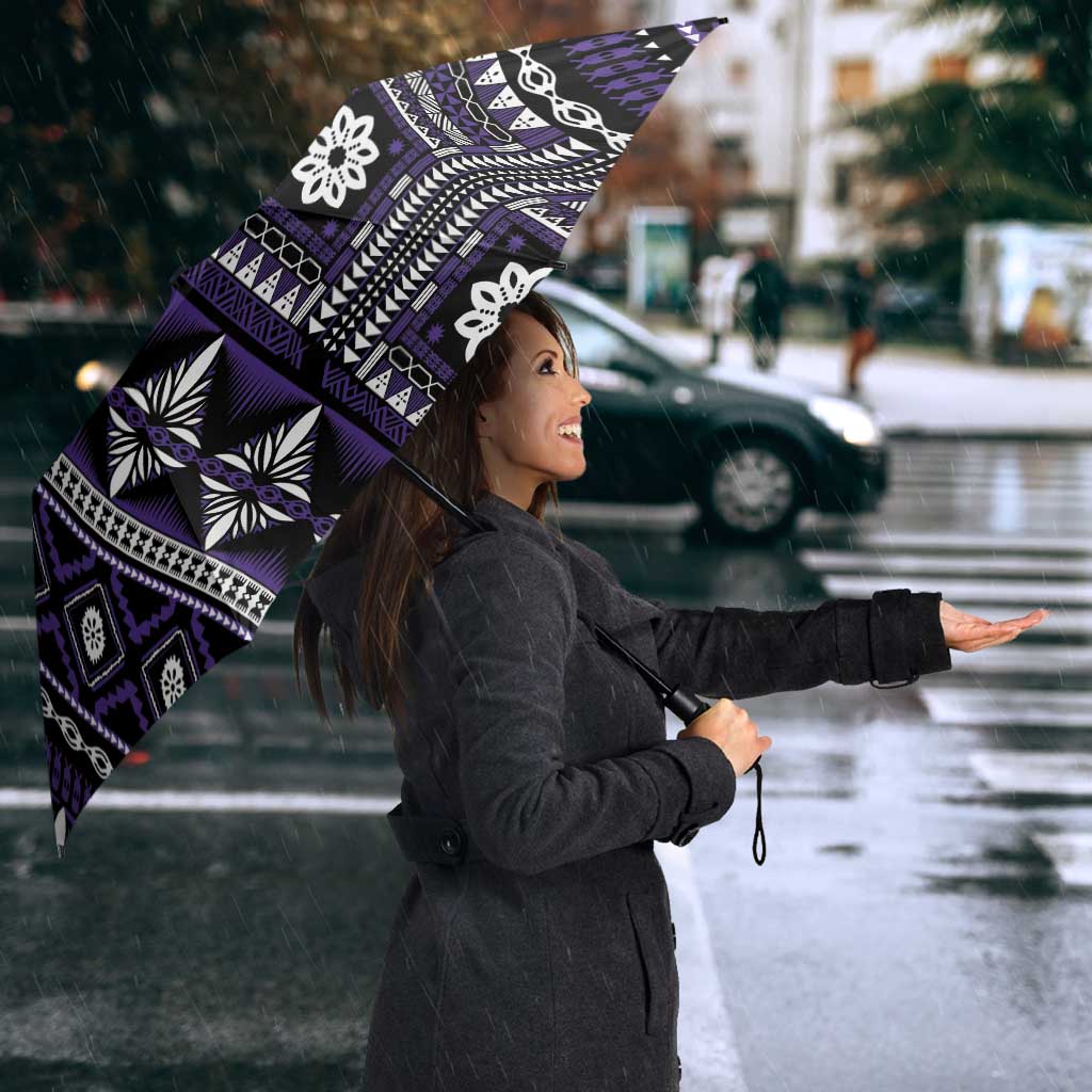 Fiji Masi Tapa Pattern Purple Umbrella - Polynesian Pride