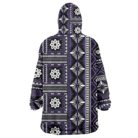 Fiji Masi Tapa Pattern Purple Wearable Blanket Hoodie - Polynesian Pride
