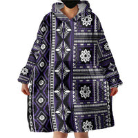 Fiji Masi Tapa Pattern Purple Wearable Blanket Hoodie - Polynesian Pride