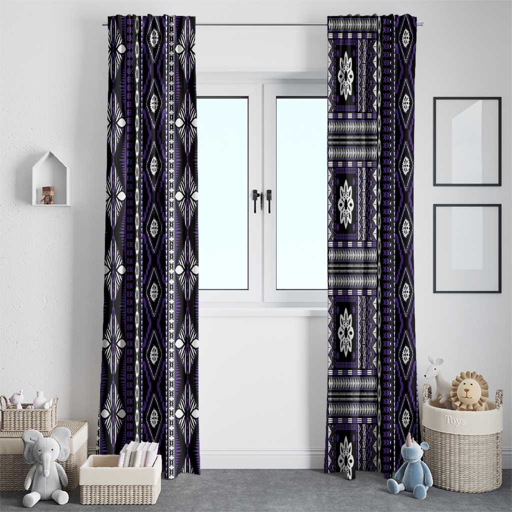 Fiji Masi Tapa Pattern Purple Window Curtain - Polynesian Pride