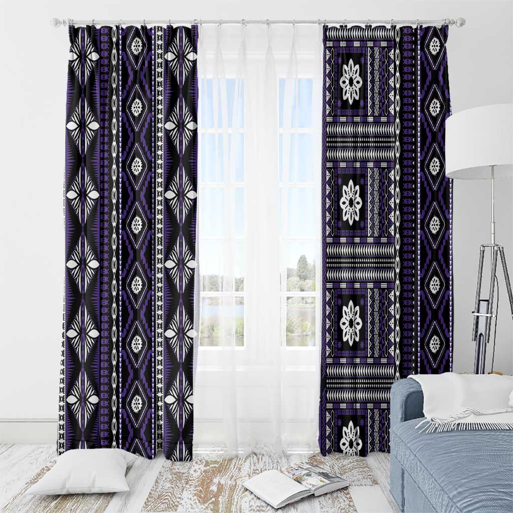 Fiji Masi Tapa Pattern Purple Window Curtain - Polynesian Pride