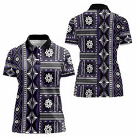 Fiji Masi Tapa Pattern Purple Women Polo Shirt - Polynesian Pride