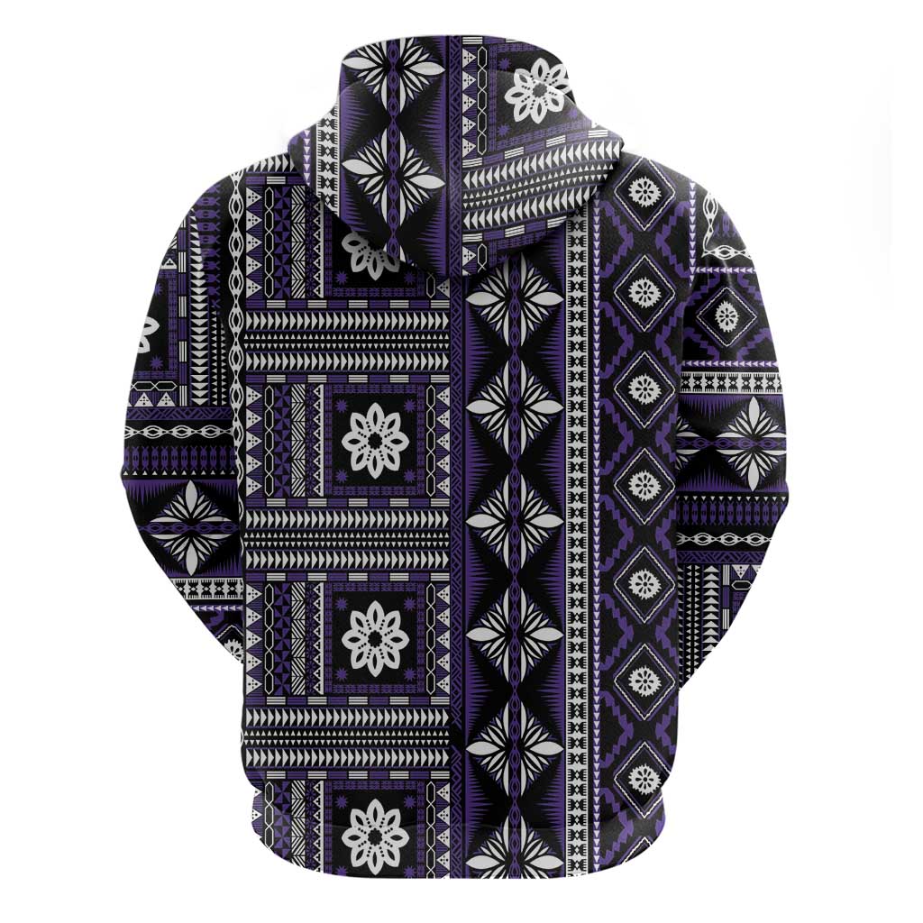 Fiji Masi Tapa Pattern Purple Zip Hoodie - Polynesian Pride