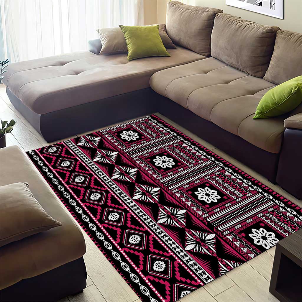 Fiji Masi Tapa Pattern Pink Area Rug LT01 - Polynesian Pride