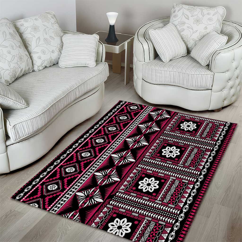Fiji Masi Tapa Pattern Pink Area Rug LT01 - Polynesian Pride
