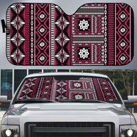 Fiji Masi Tapa Pattern Pink Auto Sun Shade - Polynesian Pride