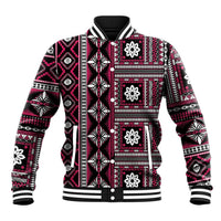 Fiji Masi Tapa Pattern Pink Baseball Jacket - Polynesian Pride