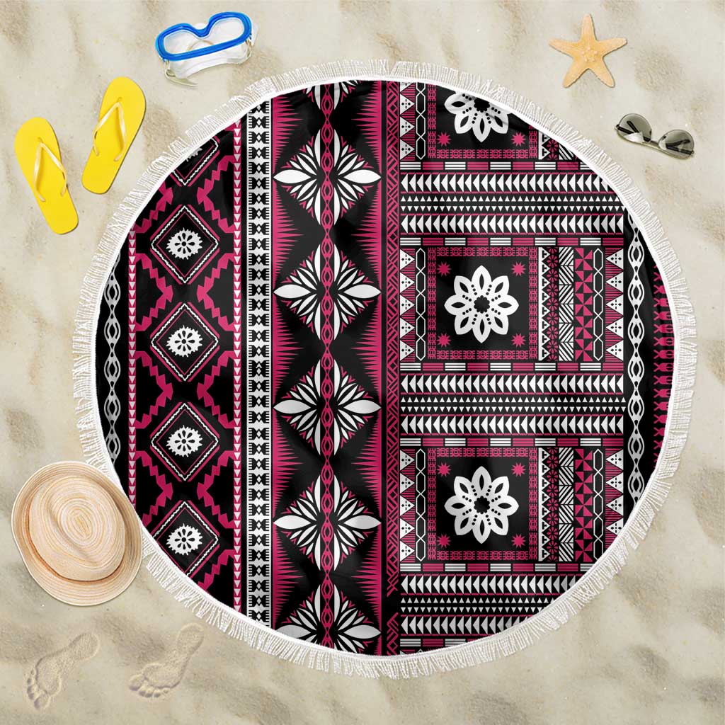 Fiji Masi Tapa Pattern Pink Beach Blanket LT01 One Size 150cm Pink - Polynesian Pride