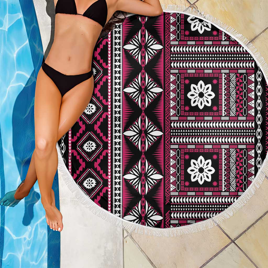 Fiji Masi Tapa Pattern Pink Beach Blanket LT01 - Polynesian Pride
