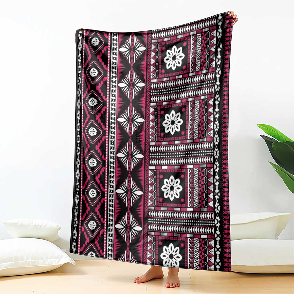 Fiji Masi Tapa Pattern Pink Blanket - Polynesian Pride