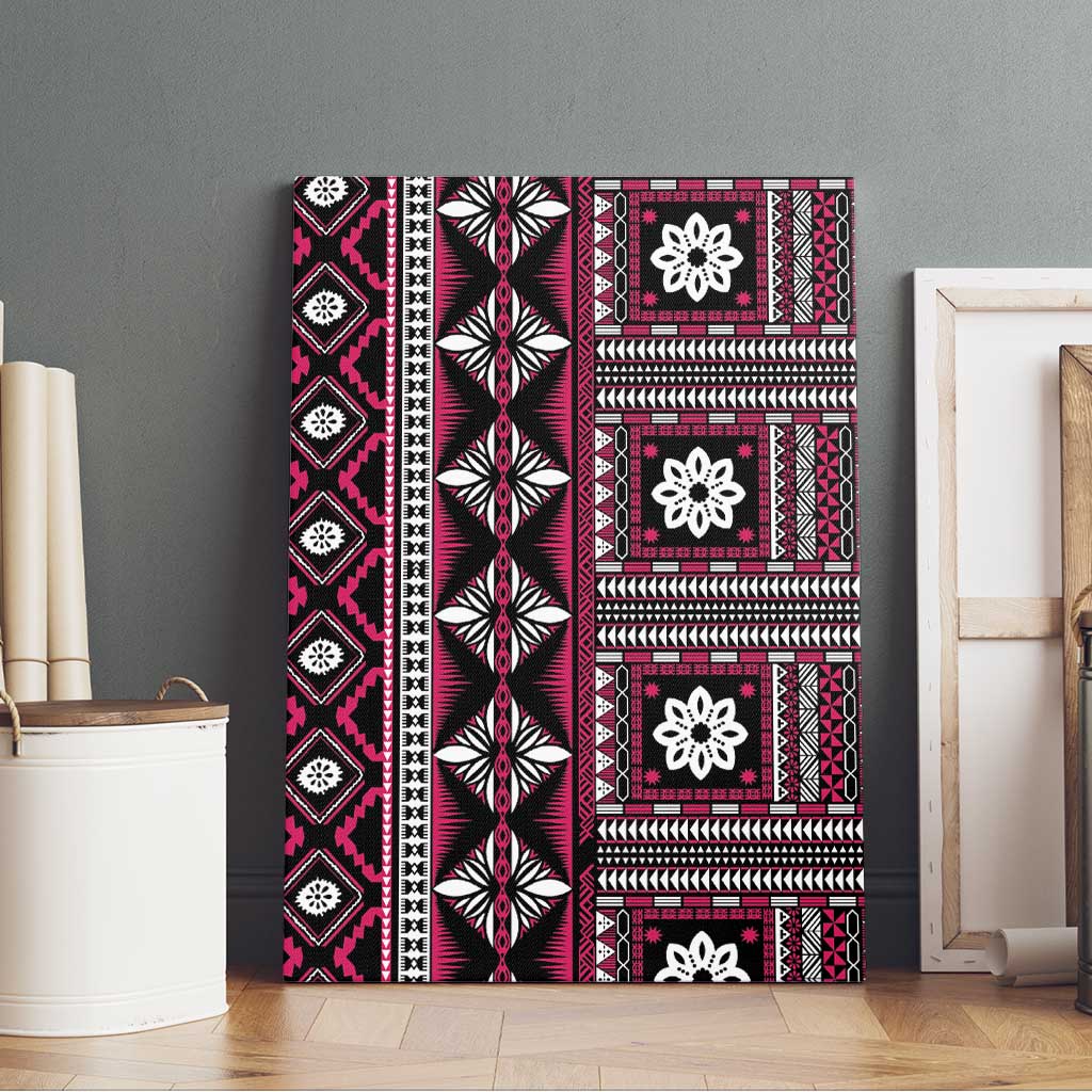 Fiji Masi Tapa Pattern Pink Canvas Wall Art - Polynesian Pride