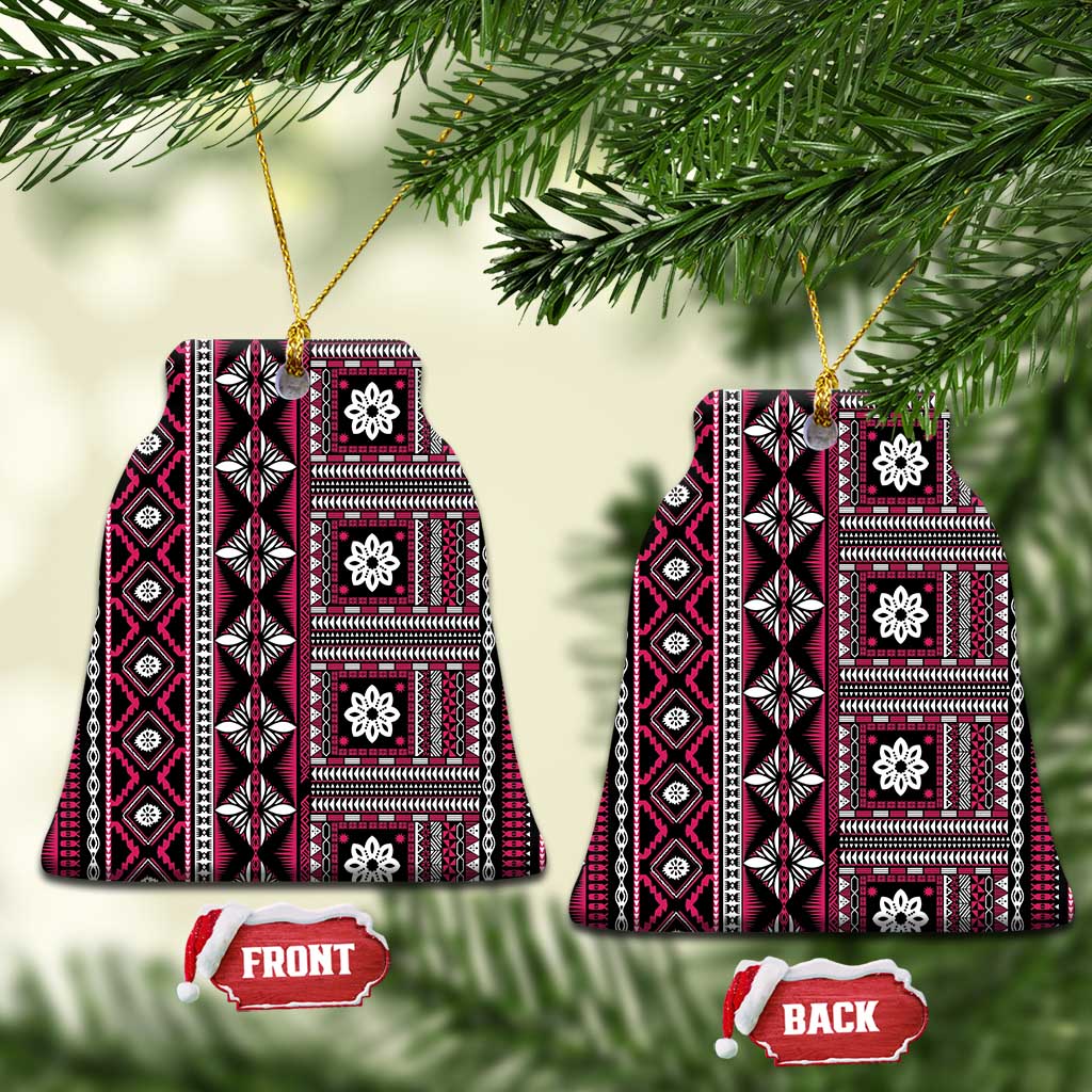 Fiji Masi Tapa Pattern Pink Ceramic Ornament - Polynesian Pride
