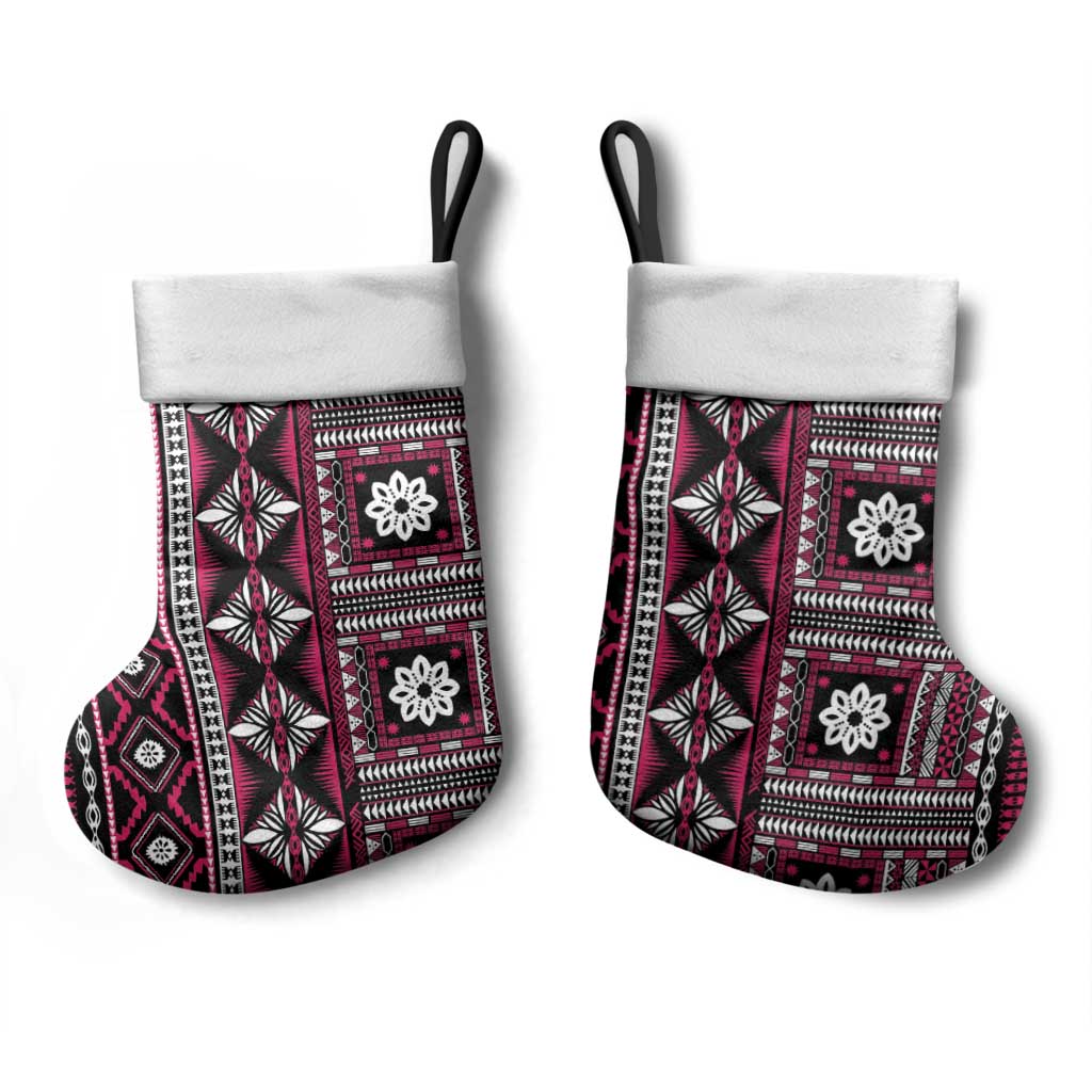 Fiji Masi Tapa Pattern Pink Christmas Stocking LT01 - Polynesian Pride