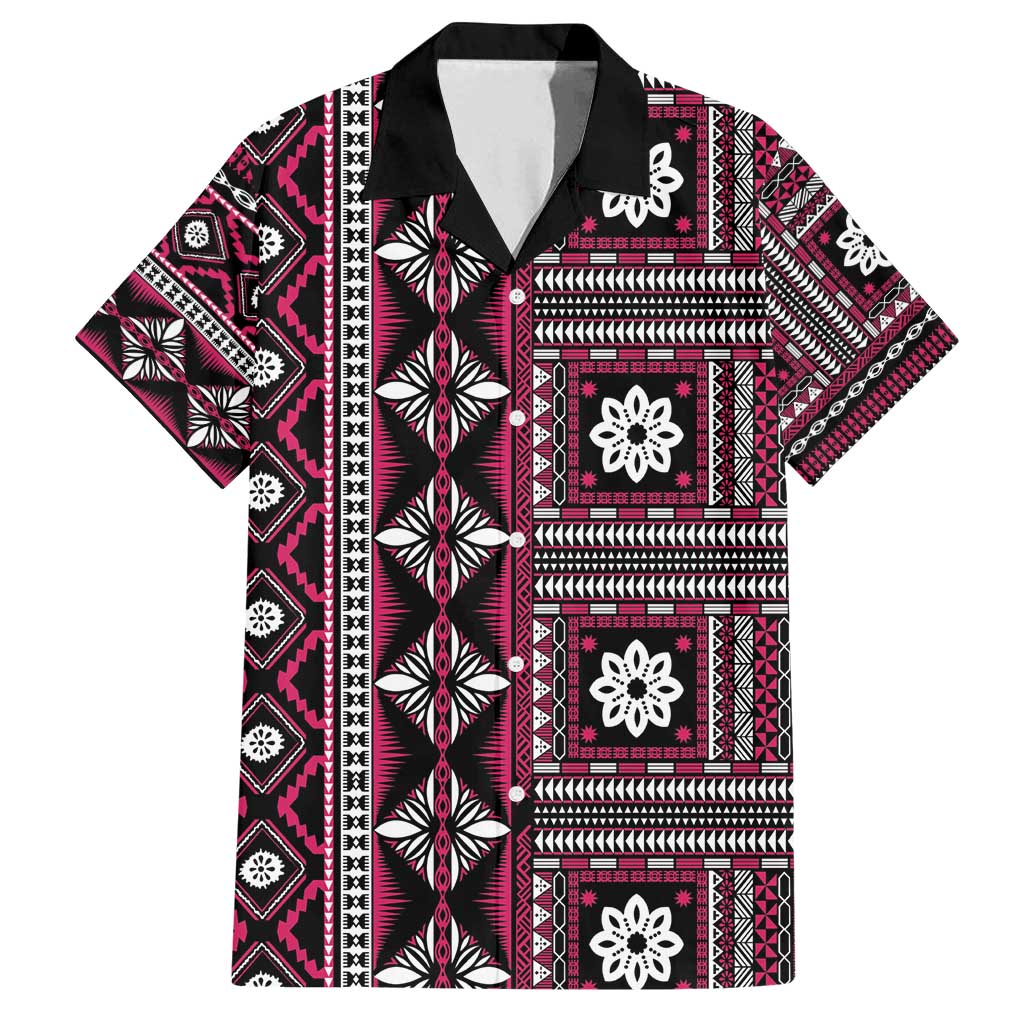 Fiji Masi Tapa Pattern Pink Family Matching Summer Maxi Dress and Hawaiian Shirt - Polynesian Pride