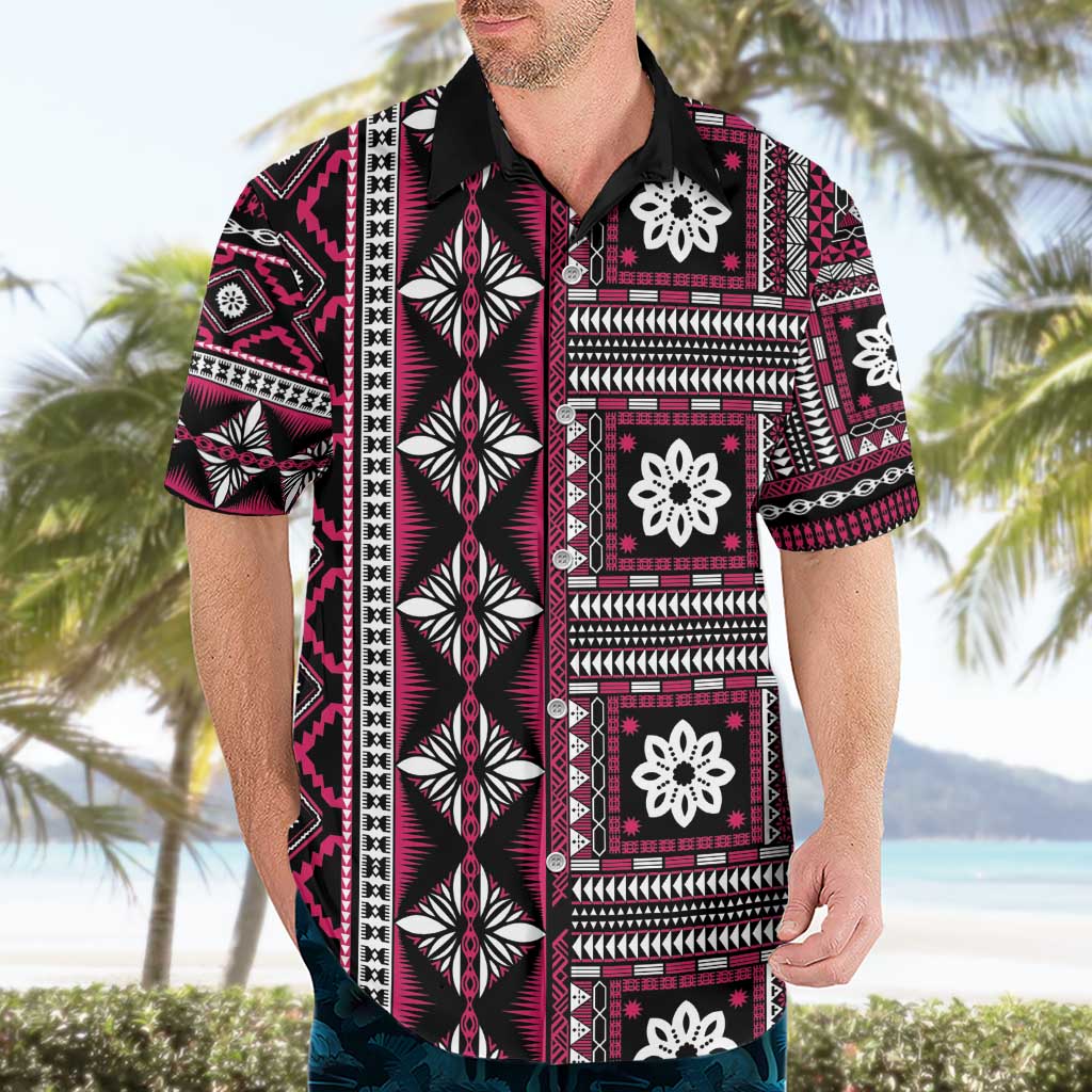 Fiji Masi Tapa Pattern Pink Hawaiian Shirt - Polynesian Pride
