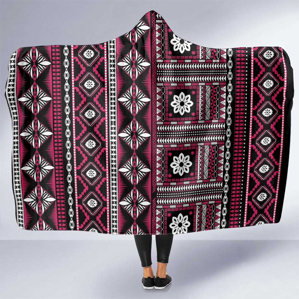Fiji Masi Tapa Pattern Pink Hooded Blanket LT01 One Size Pink - Polynesian Pride